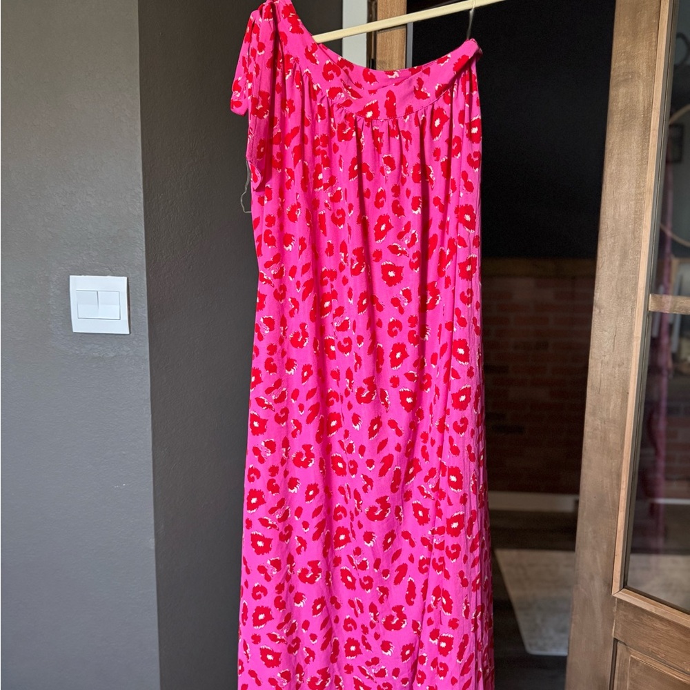 Pink and Red Floral Maxi Dress